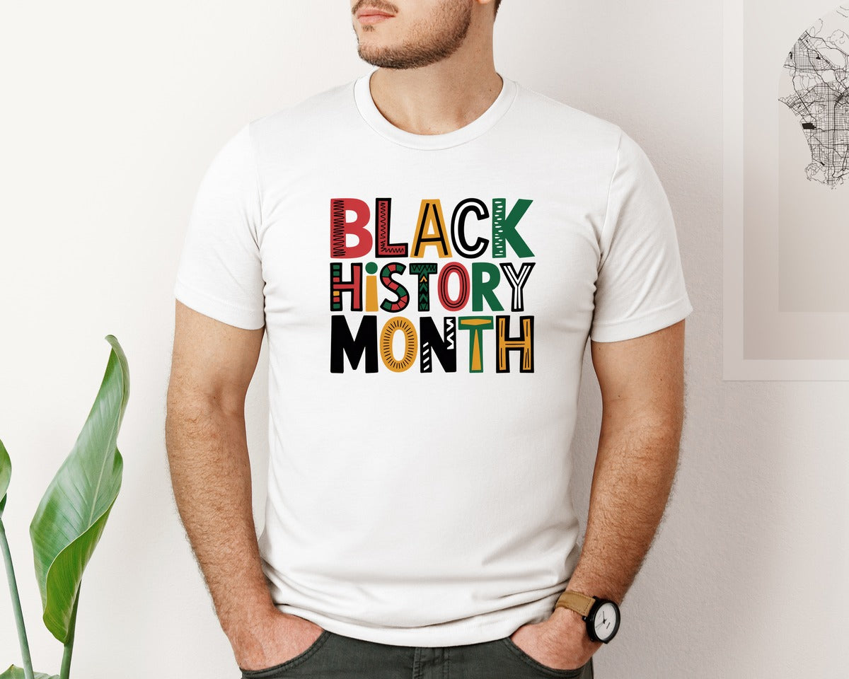 brand:Bella Canvas|color:White|Black History Month Black Lives Mat Graphic T-Shirt