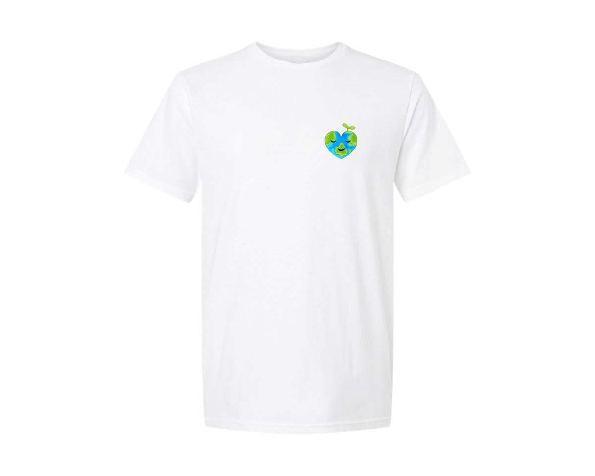 brand:Generic|color:White|Love Heart Earth Globe Pocket Design Graphic T-Shirt