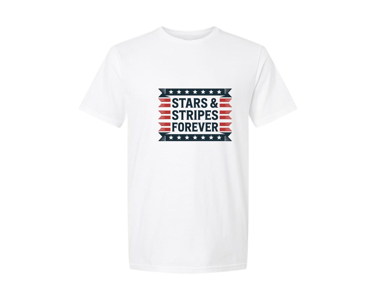 brand:Generic|color:White|Stars Stripes Forever Patriotic Graphic T-Shirt