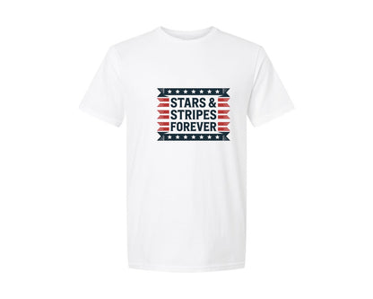 brand:Generic|color:White|Stars Stripes Forever Patriotic Graphic T-Shirt