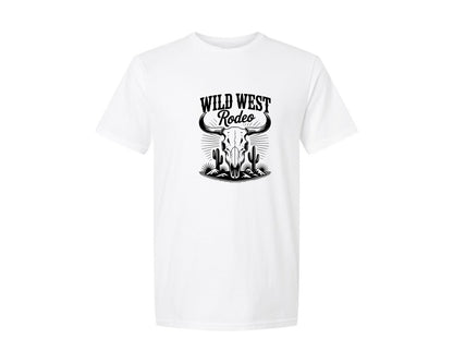 brand:Generic|color:White|Vintage Desert Cow Skull Wild West Rodeo Graphic T-Shirt