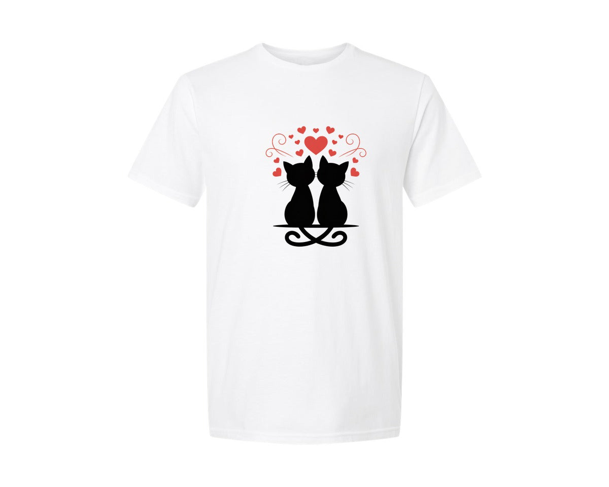 brand:Generic|color:White|Cat Valentine Pngpaw Heart Cat Mom Graphic T-Shirt