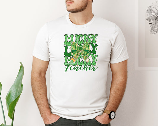 Lucky Lucky Lucky Teacher Graphic T-Shirt