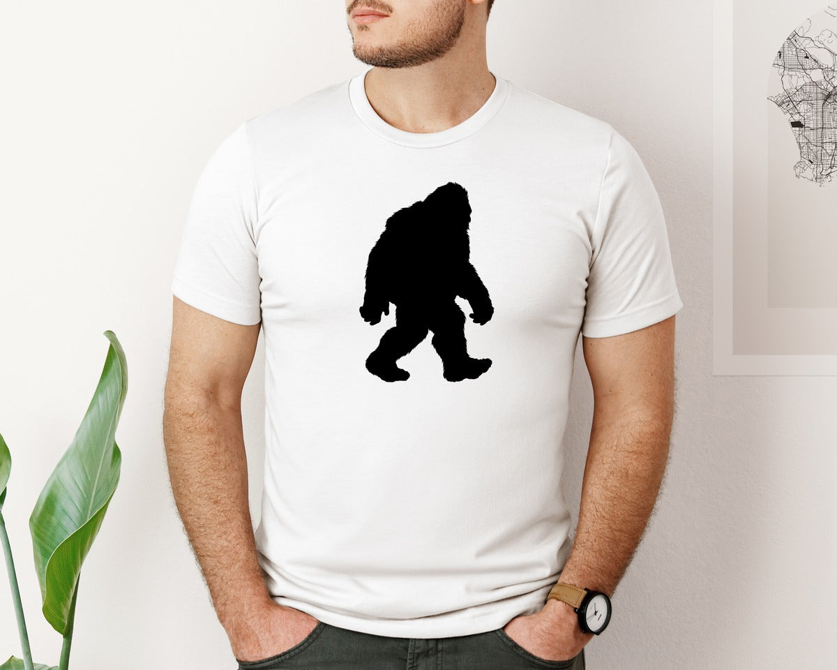 brand:Bella Canvas|color:White|Bigfoot Sasquatch Figure Design Graphic T-Shirt