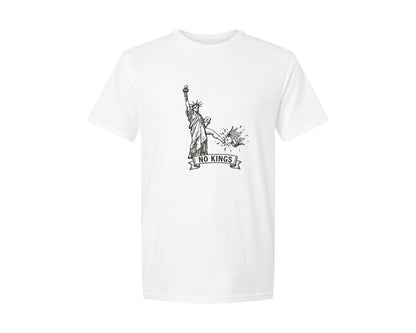 brand:Generic|color:White|No King Lady Liberty Kicks Crown Graphic T-Shirt