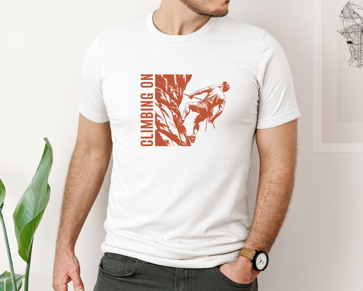 brand:Bella Canvas|color:White|Rock Climbing T Shirt Design Graphic T-Shirt
