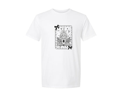 brand:Generic|color:White|Castle Open Book Book Lover Graphic T-Shirt