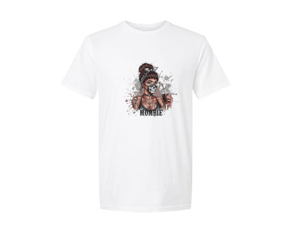 brand:Generic|color:White|Mombie Spooky Tattooed Mom Art Graphic T-Shirt