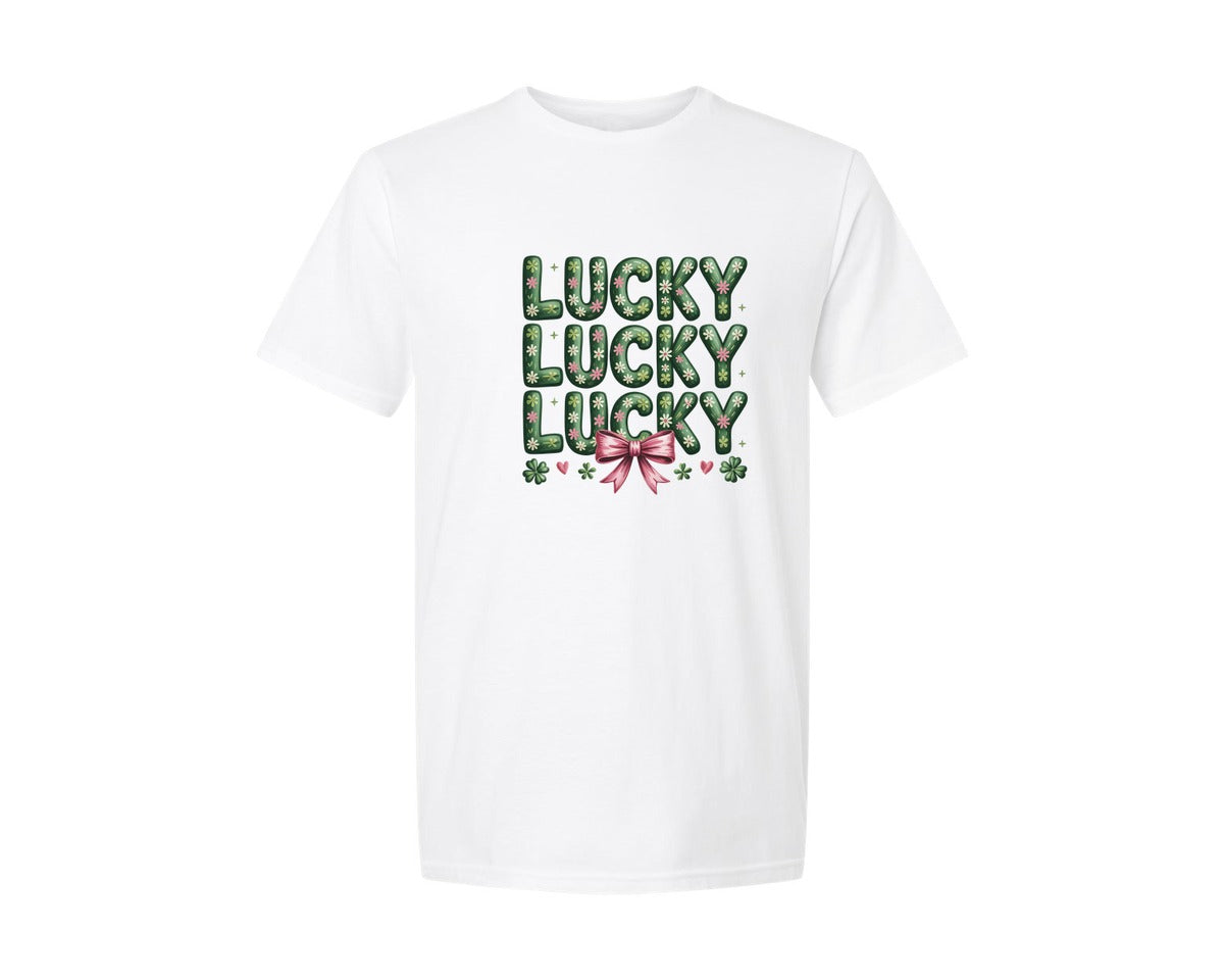brand:Generic|color:White|Brushstroke St Patricks Day Lucky Graphic T-Shirt