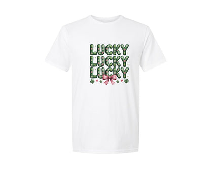 brand:Generic|color:White|Brushstroke St Patricks Day Lucky Graphic T-Shirt
