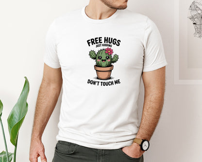 brand:Bella Canvas|color:White|Free Hugs Just Kidding Dont Touch Me 32 Graphic T-Shirt
