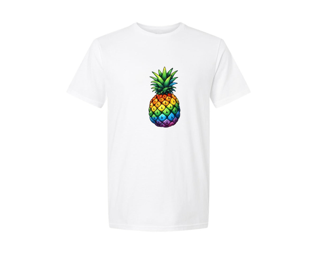 brand:Generic|color:White|Colorful Pineapple Pride Art 3 Graphic T-Shirt