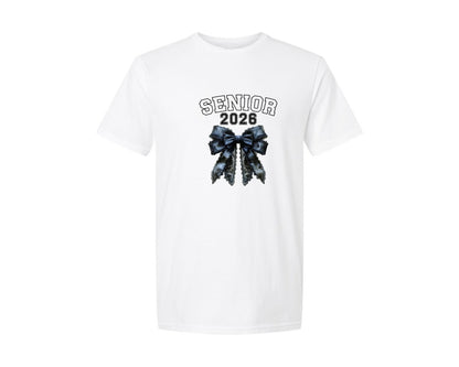brand:Generic|color:White|Black Bow Pink Senior 2026 Graphic T-Shirt