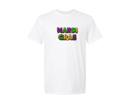 brand:Generic|color:White|Sparkle Mardi Gras Letters Graphic T-Shirt