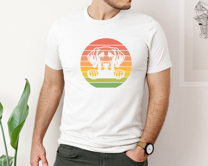 brand:Bella Canvas|color:White|Weimaraner Dog Peeking Sunset Vintage Graphic T-Shirt