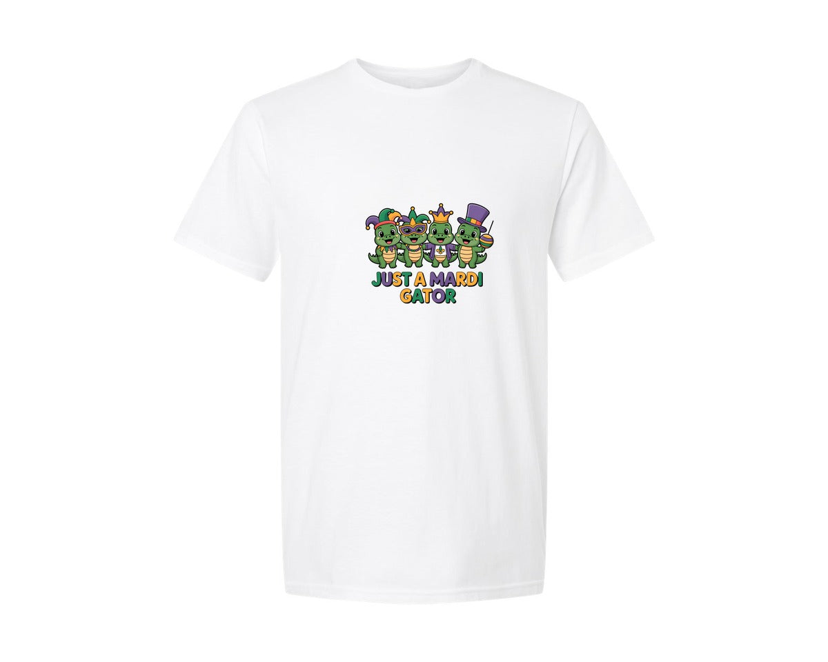 brand:Generic|color:White|Just A Mardi Gator Design Graphic T-Shirt