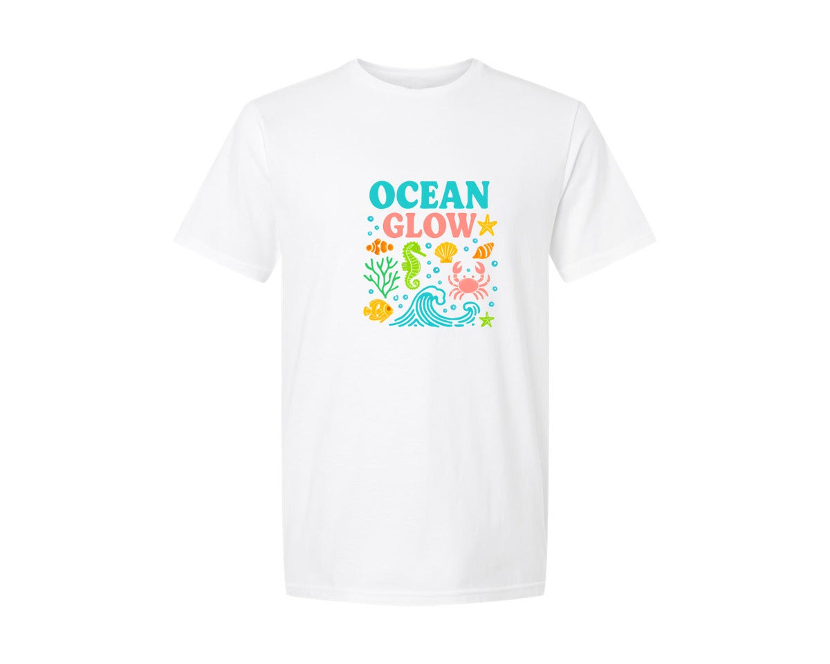 brand:Generic|color:White|Ocean Glow Underwater Summer T Shirt Graphic T-Shirt