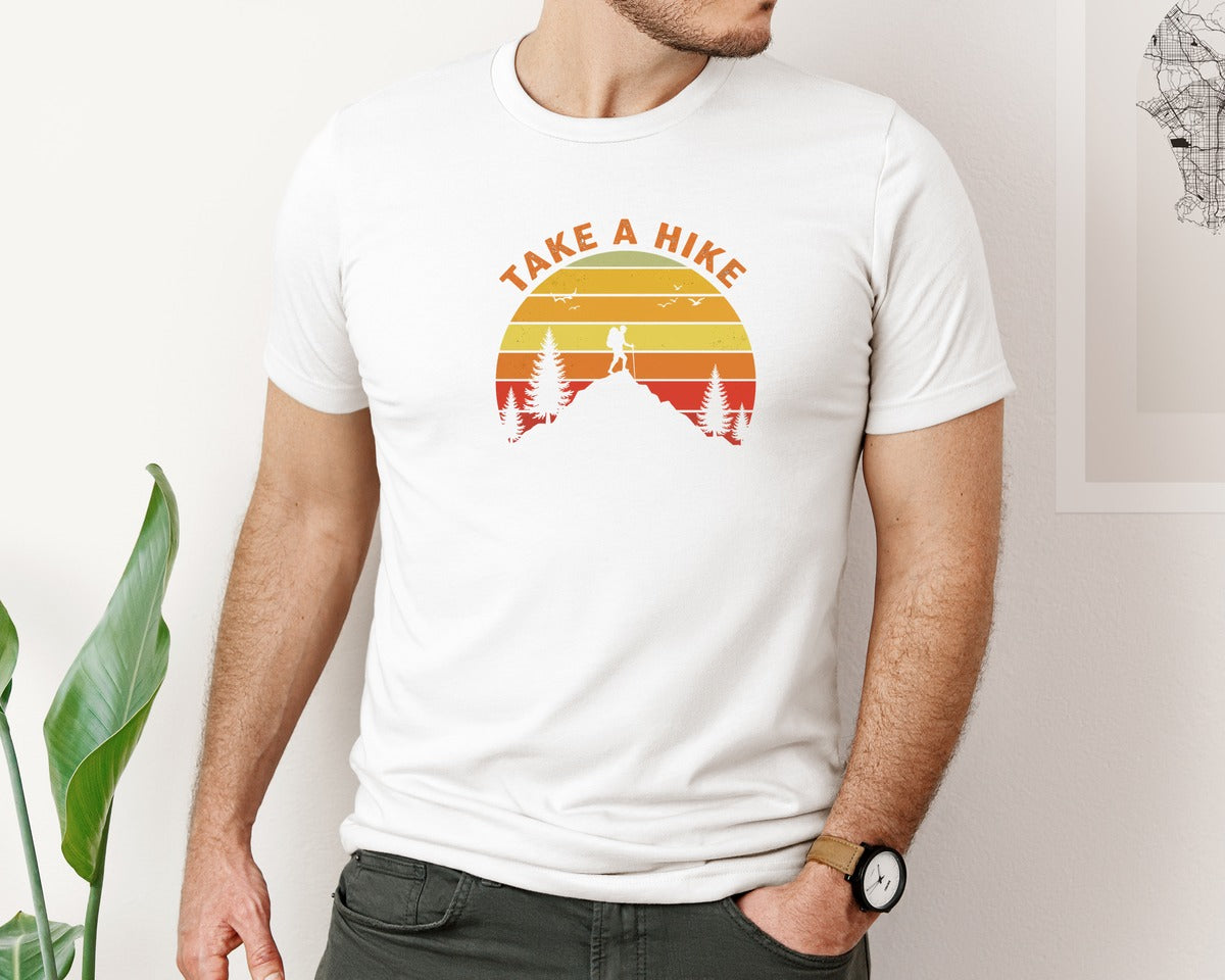 brand:Bella Canvas|color:White|Take A Hike Hiking Mountains Graphic T-Shirt