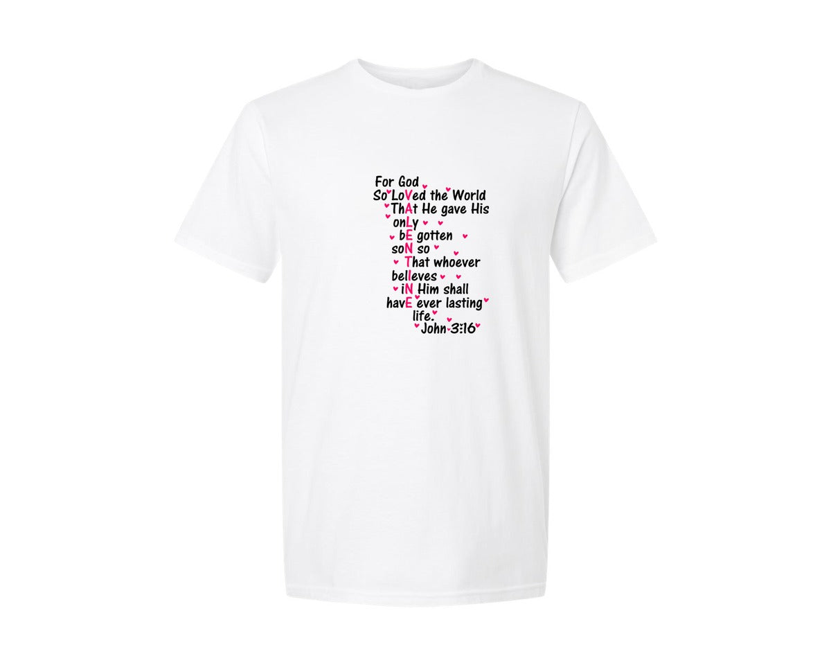 brand:Generic|color:White|For God So Loved The World Christian Graphic T-Shirt