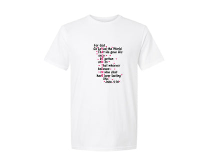 brand:Generic|color:White|For God So Loved The World Christian Graphic T-Shirt