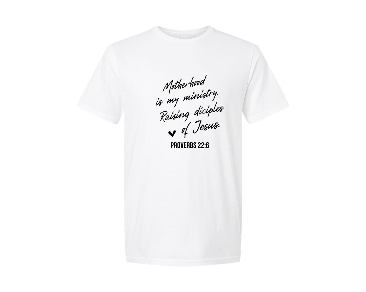 brand:Generic|color:White|Christian Mom Motherhood Is Kingdom Graphic T-Shirt