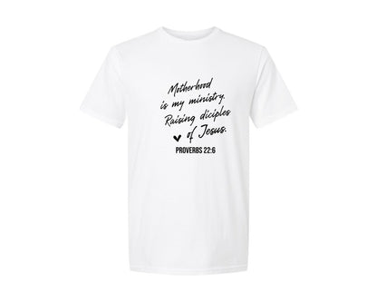 brand:Generic|color:White|Christian Mom Motherhood Is Kingdom Graphic T-Shirt