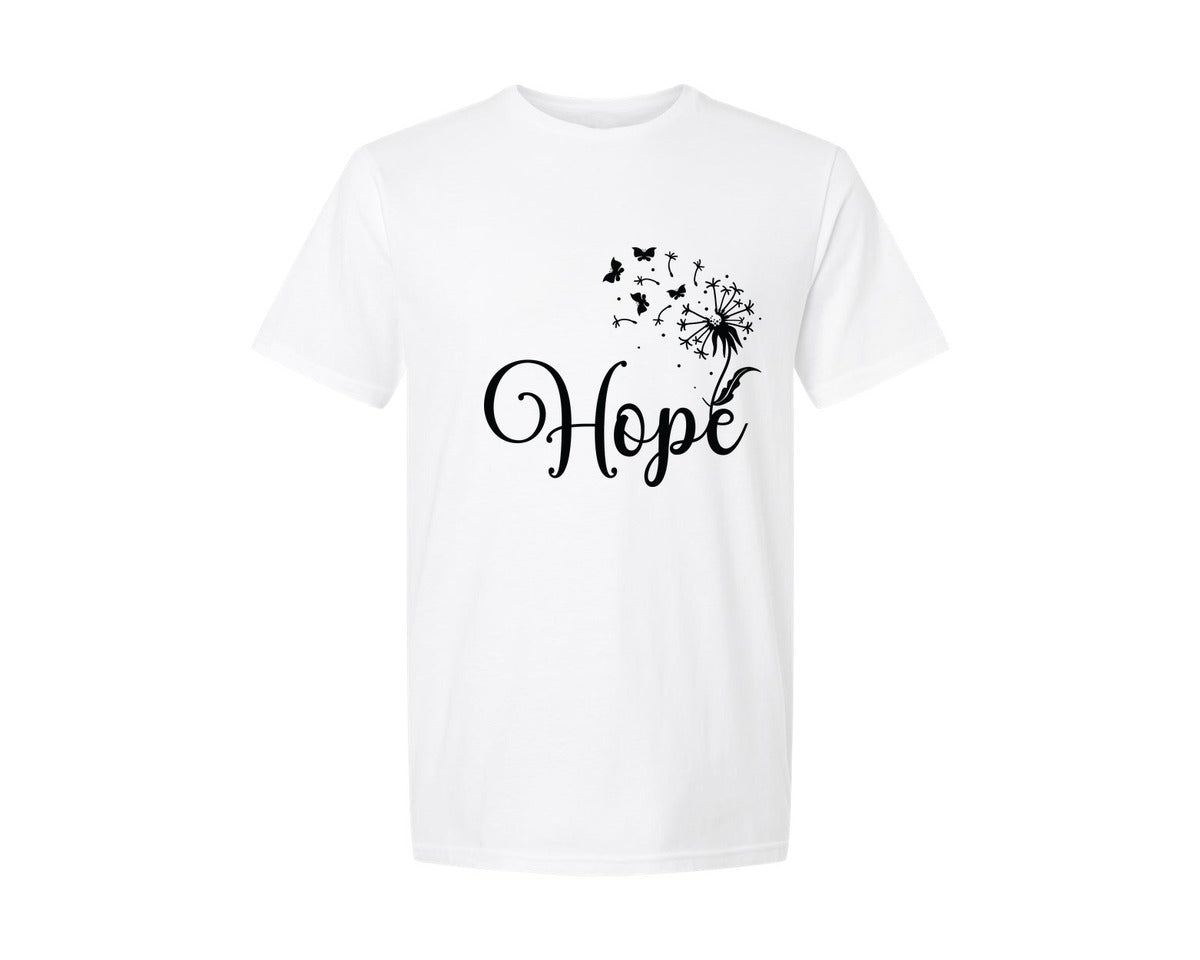 brand:Generic|color:White|Hope Dandelion Inspirational Graphic T-Shirt