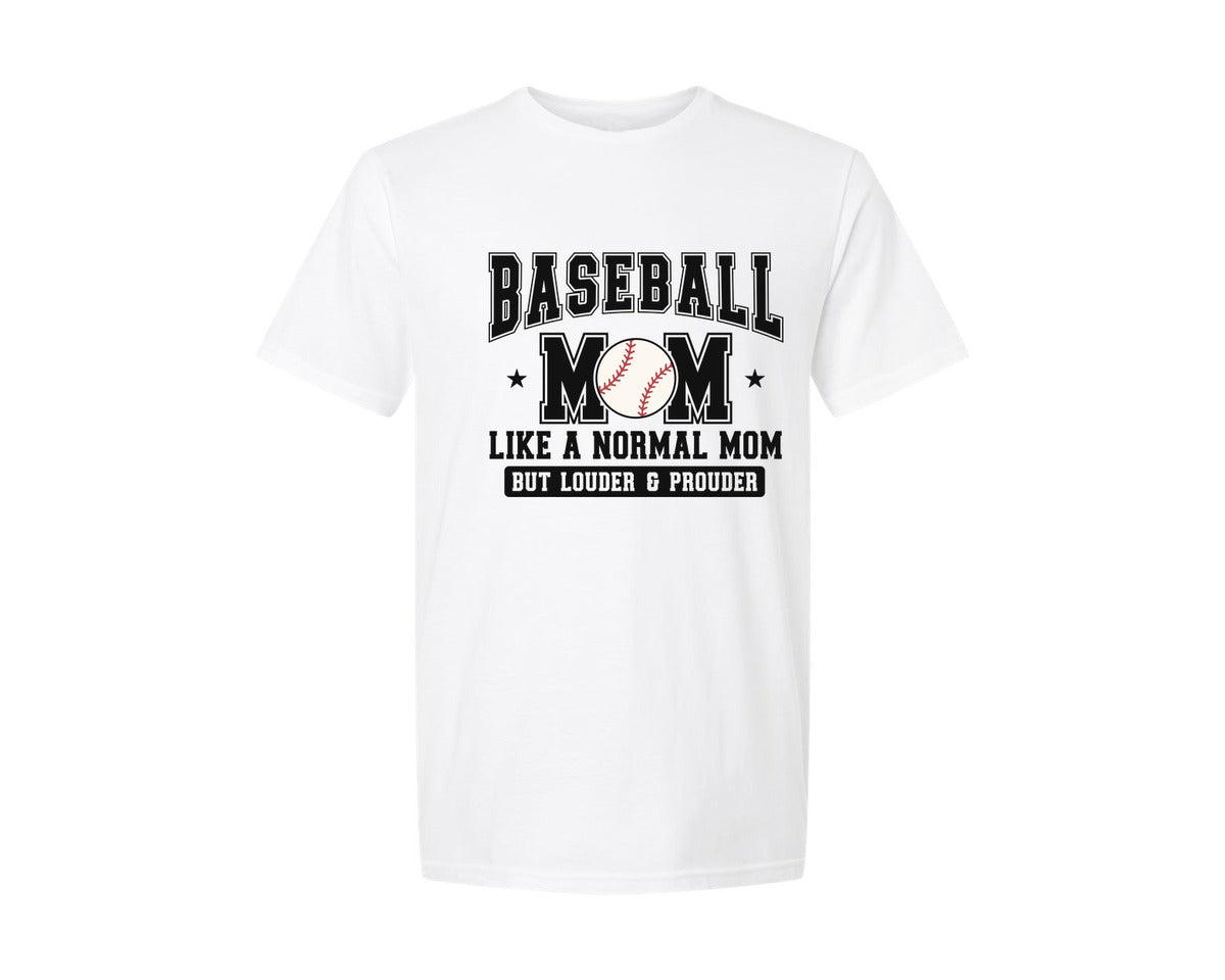brand:Generic|color:White|Baseball Mom Loud And Proud Mama Graphic T-Shirt