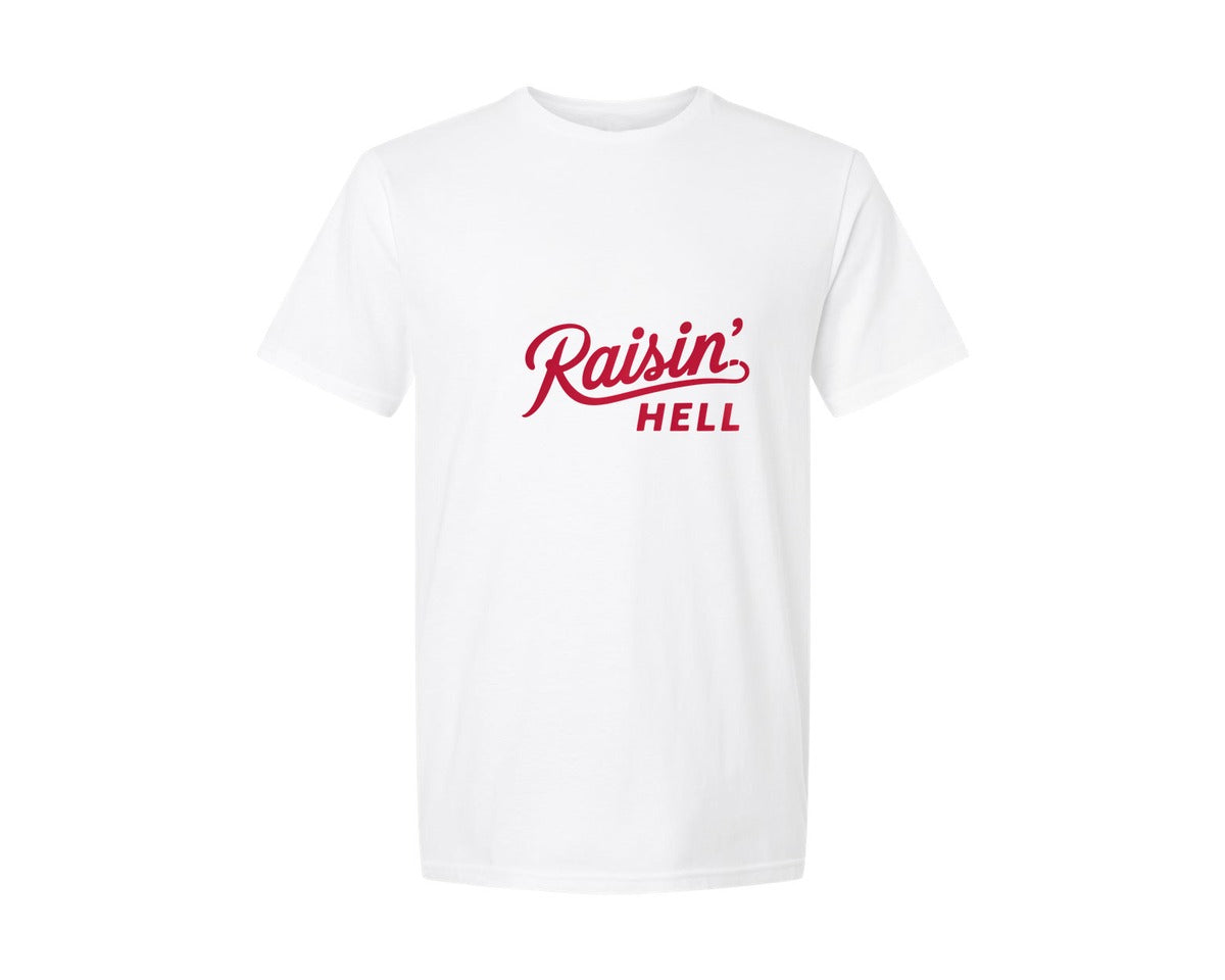 brand:Generic|color:White|Raisin Hell Bold Typography 2 Graphic T-Shirt