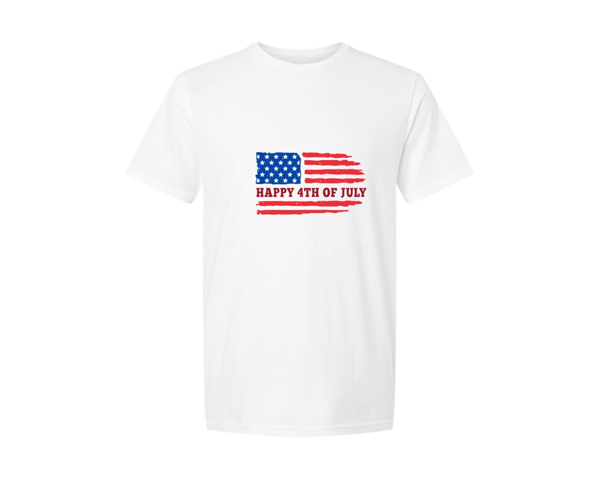 brand:Generic|color:White|Happy 4Th Of July Flag Usa Graphic T-Shirt