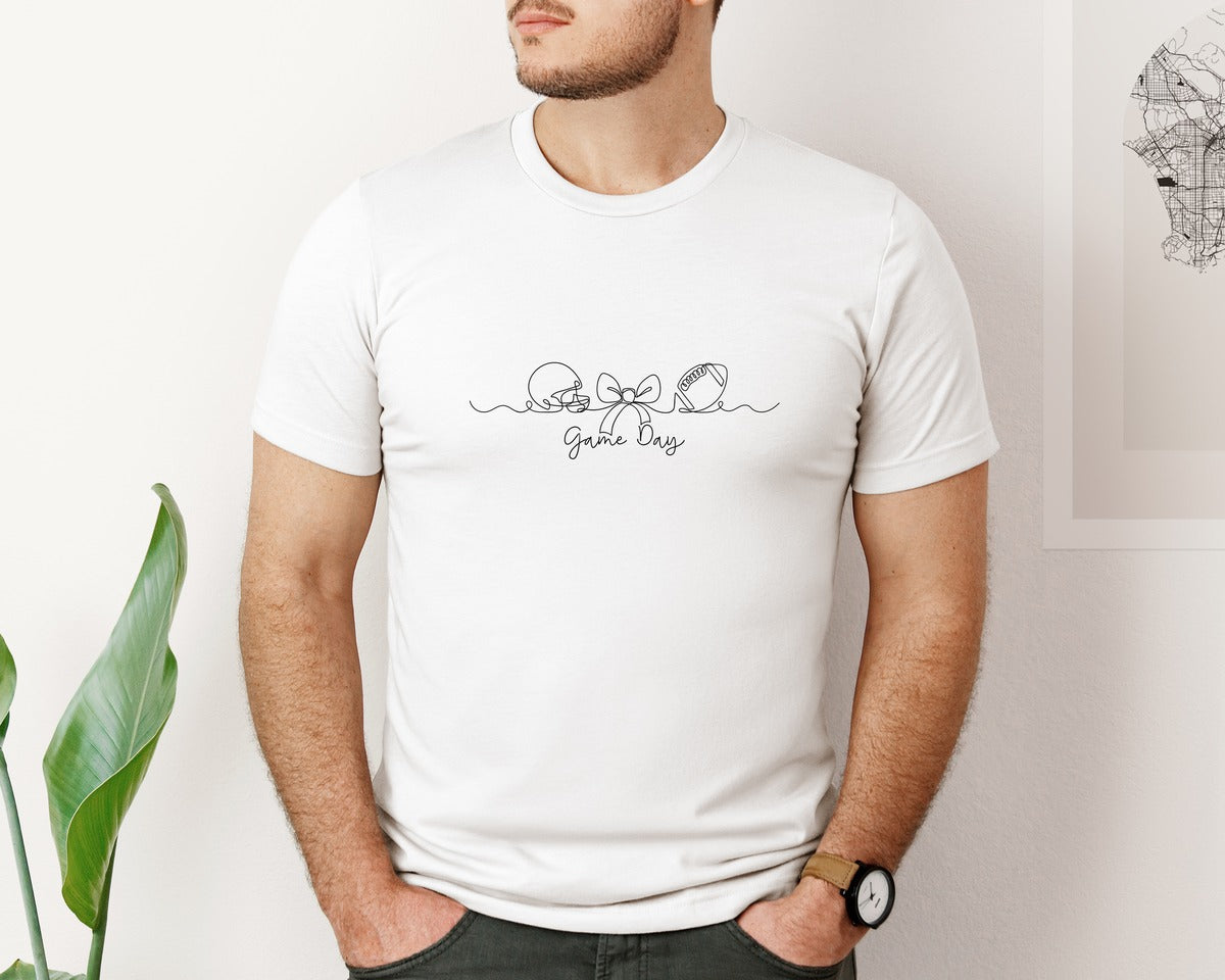brand:Bella Canvas|color:White|Game Day American Football 3 Graphic T-Shirt