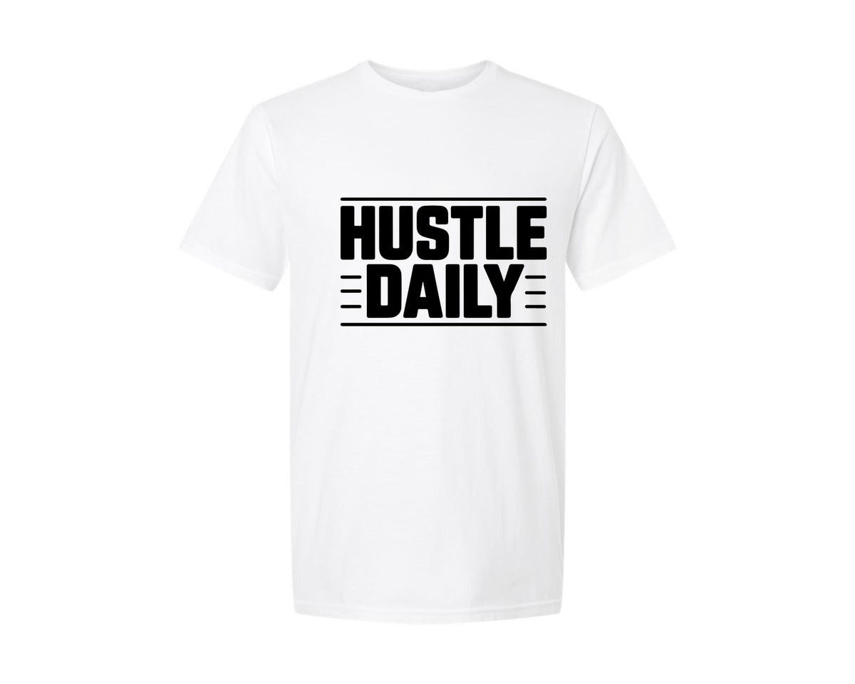 brand:Generic|color:White|Hustle Daily Typography T Shirt Design F Graphic T-Shirt