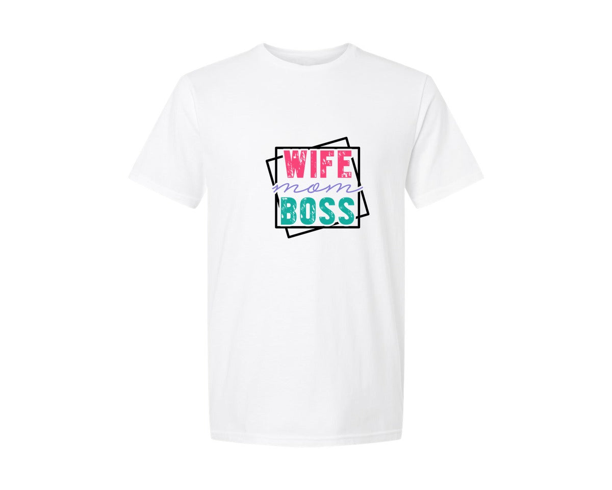 brand:Generic|color:White|Mom Quotes Wife Mom Boss 4 Graphic T-Shirt