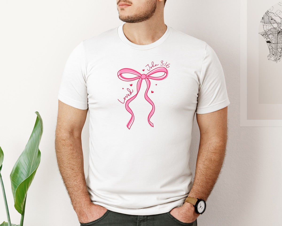 brand:Bella Canvas|color:White|Coquette Loved Valentine John 316 Graphic T-Shirt
