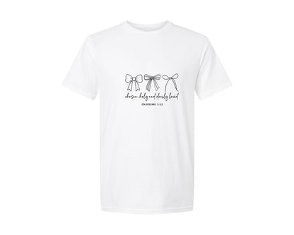 brand:Generic|color:White|Chosen Holy Dearly Loved Christian Graphic T-Shirt