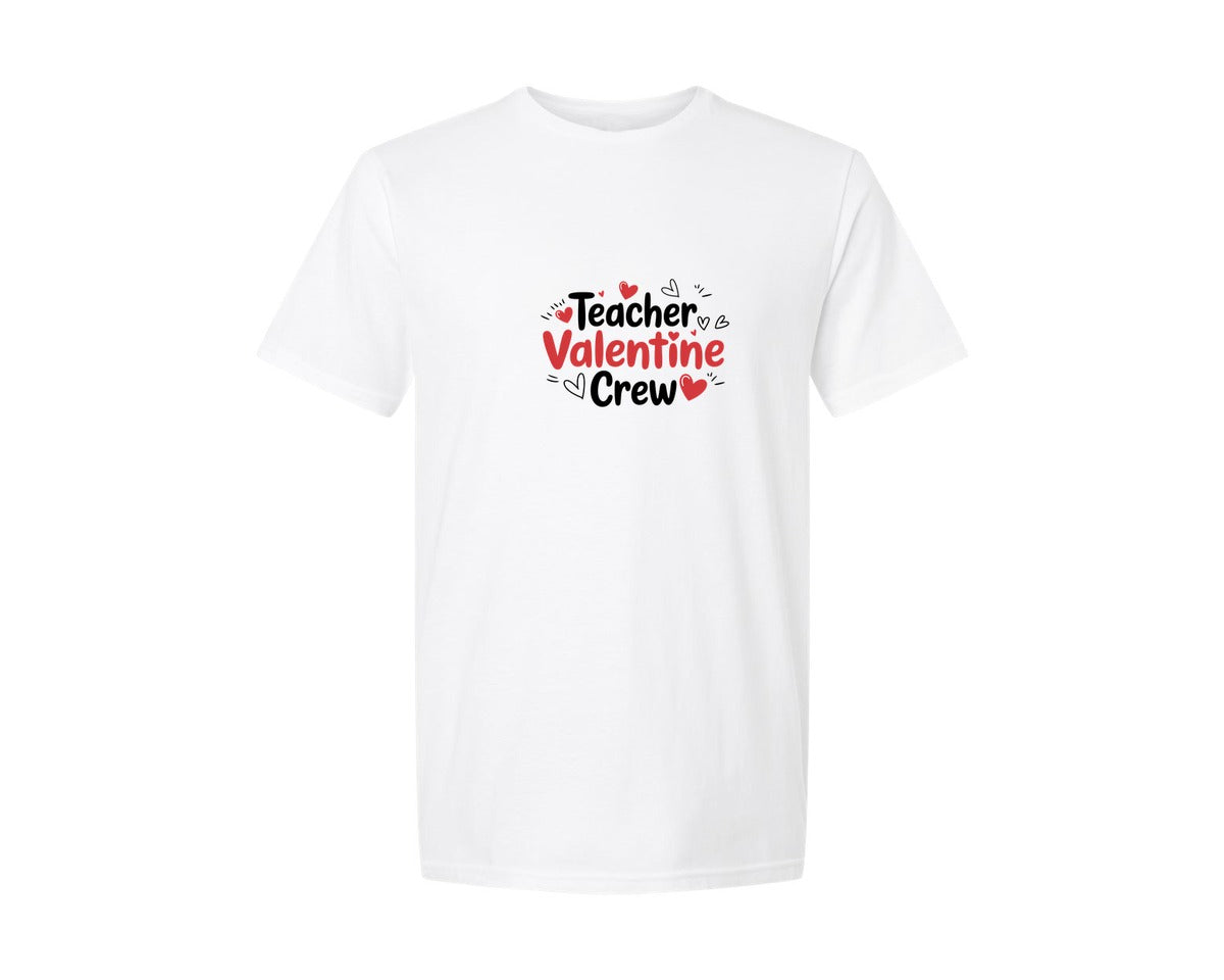 brand:Generic|color:White|Teacher Valentine Crew Love Day Tee Graphic T-Shirt