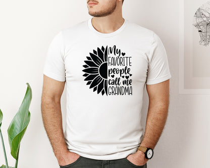 brand:Bella Canvas|color:White|Grandma Sunflower Grandma Graphic T-Shirt