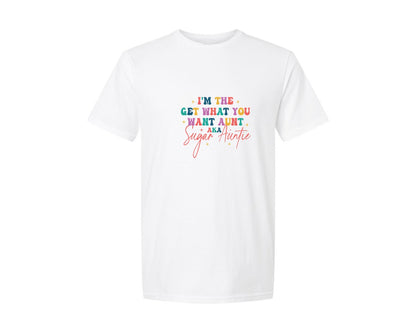 brand:Generic|color:White|Sugar Auntie Im The Get What Graphic T-Shirt