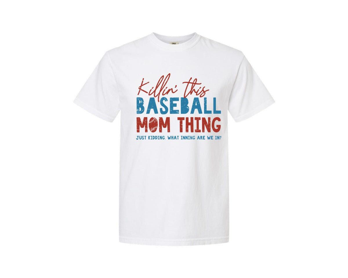 brand:Comfort Colors|color:White|Funny Baseball Mom Thing Graphic T-Shirt
