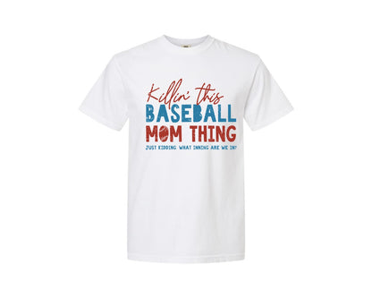 brand:Comfort Colors|color:White|Funny Baseball Mom Thing Graphic T-Shirt