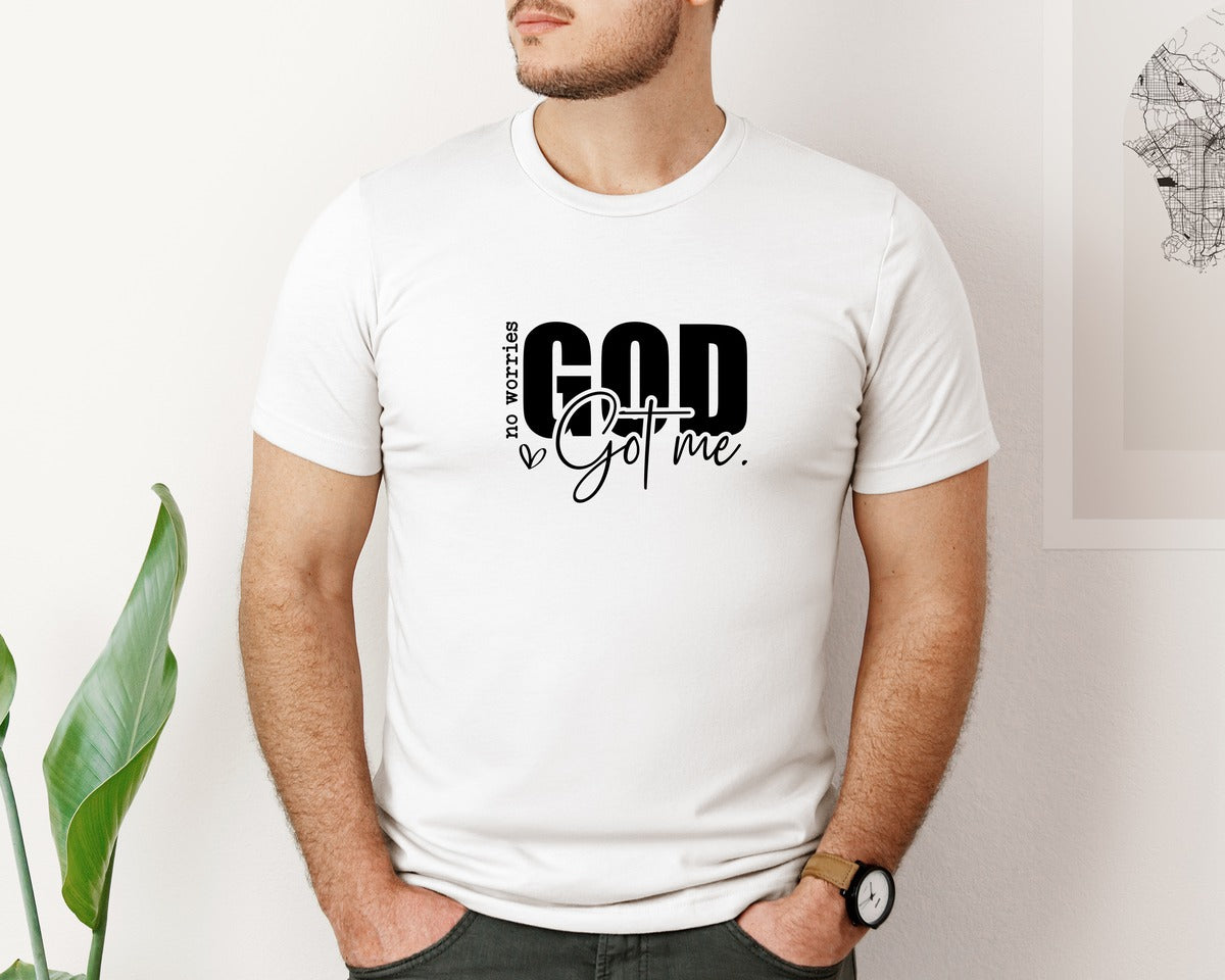 brand:Bella Canvas|color:White|No Worries God Got Me Christian Graphic T-Shirt