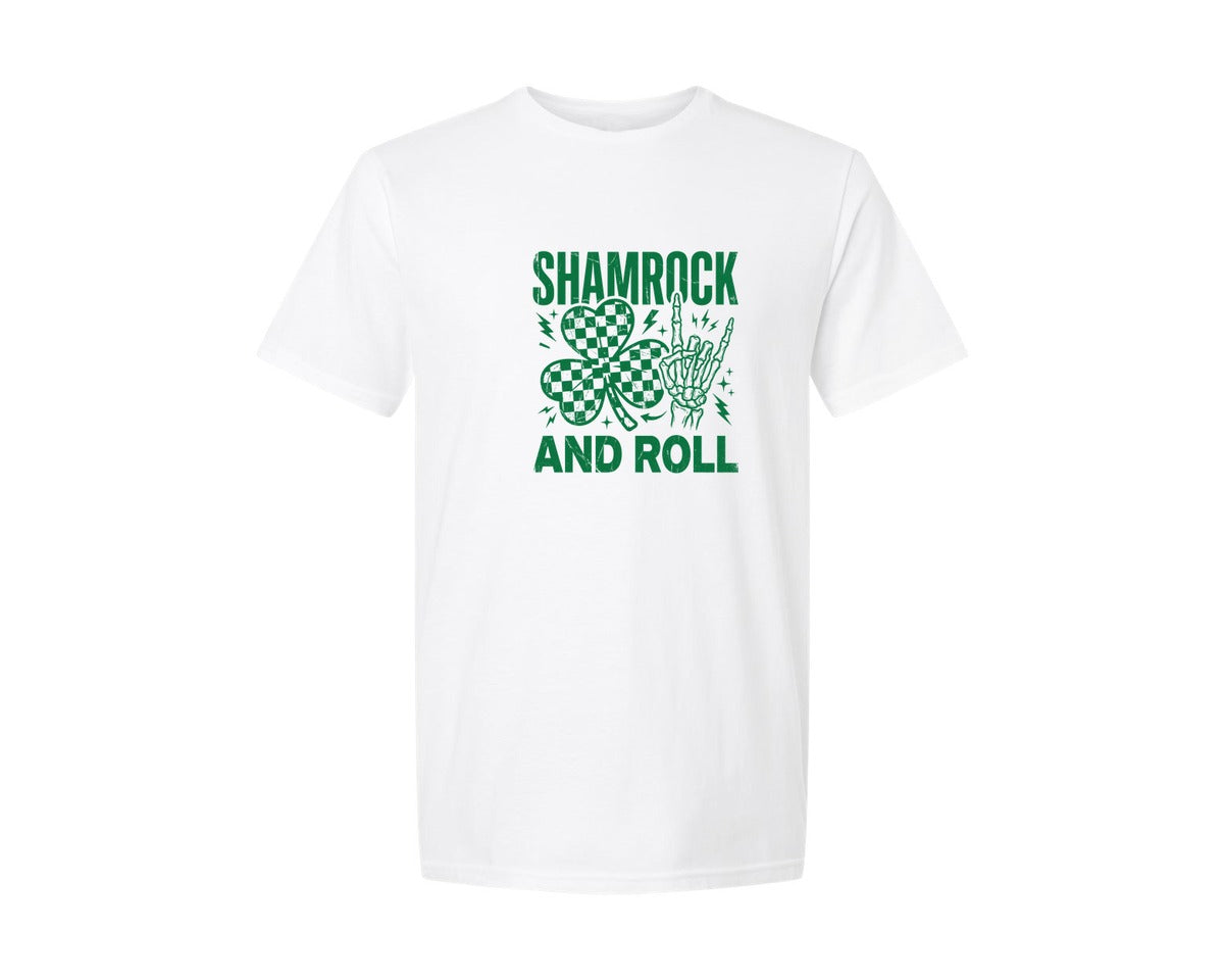 brand:Generic|color:White|Shamrock And Roll St Patrick Graphic T-Shirt