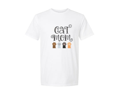 brand:Generic|color:White|Cat Mom Cute Crazy Cat Lady Quote 2 Graphic T-Shirt