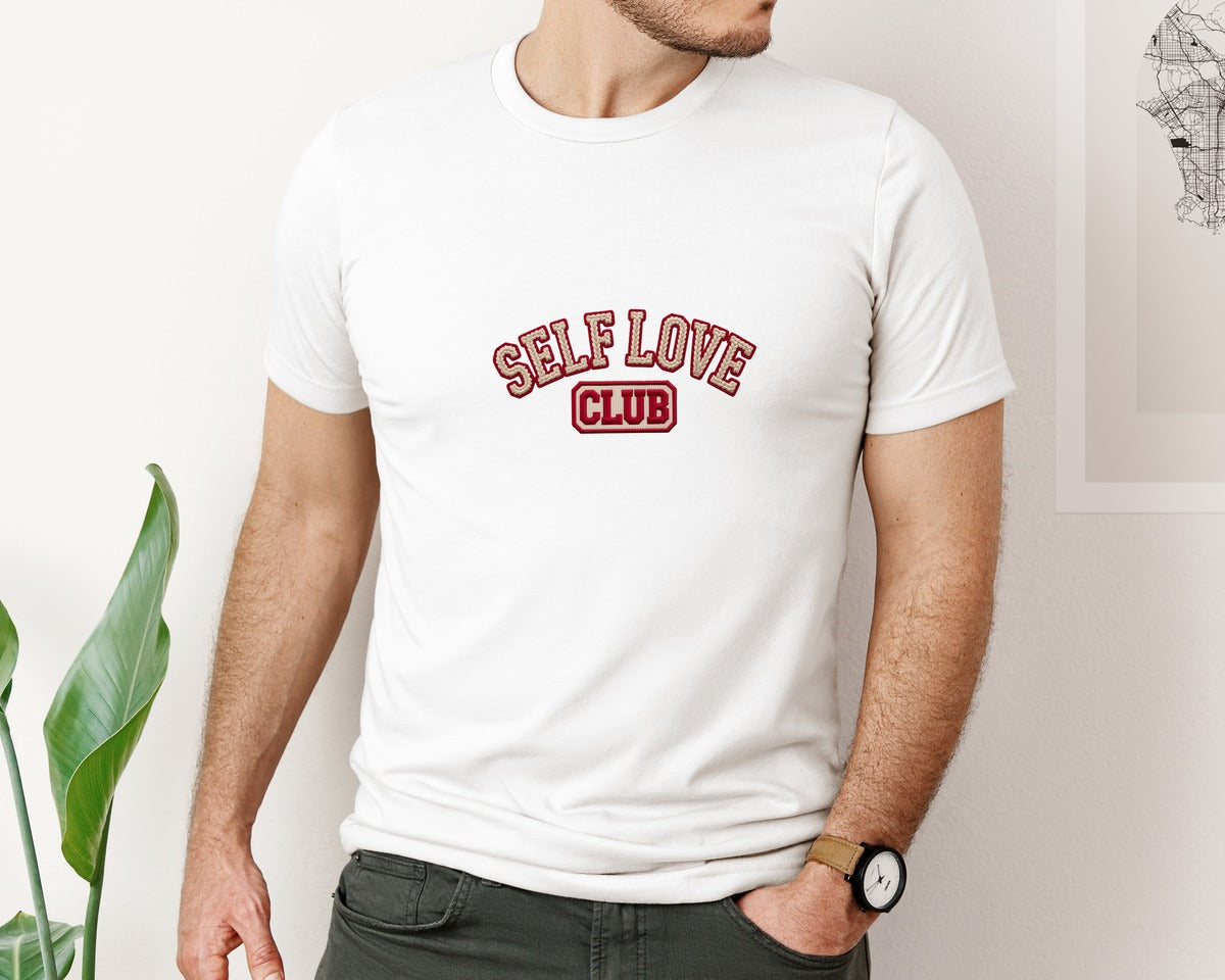 brand:Bella Canvas|color:White|Faux Yarn Valentine Self Love Club Graphic T-Shirt