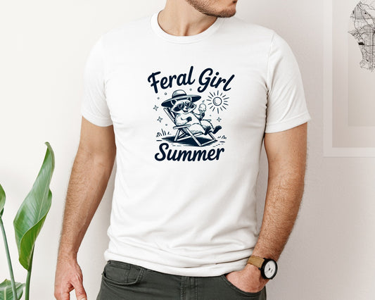Feral Girl Summer Raccoon 15 Graphic T-Shirt