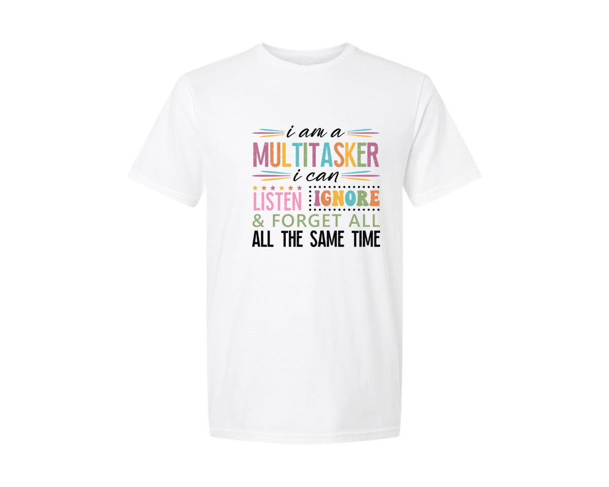 brand:Generic|color:White|Im A Multitasker Design Graphic T-Shirt