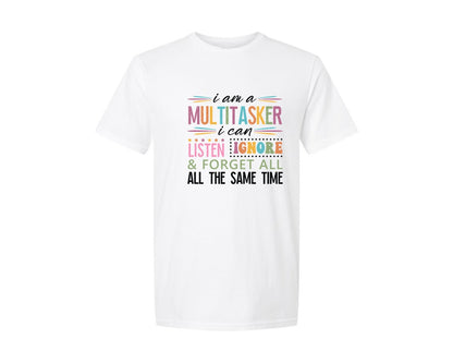 brand:Generic|color:White|Im A Multitasker Design Graphic T-Shirt