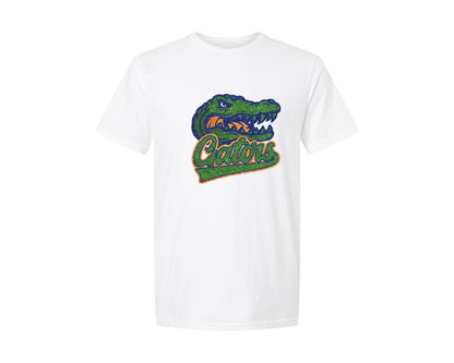 brand:Generic|color:White|Gators Mascot Glitter Football Dtf Graphic T-Shirt