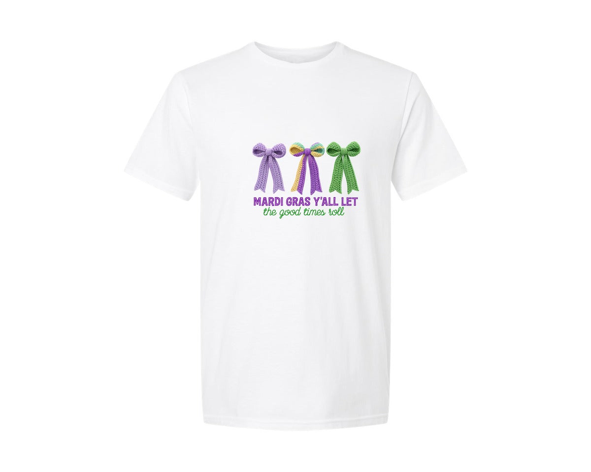 brand:Generic|color:White|Faux Yarn Mardi Gras Louisiana 3 Graphic T-Shirt