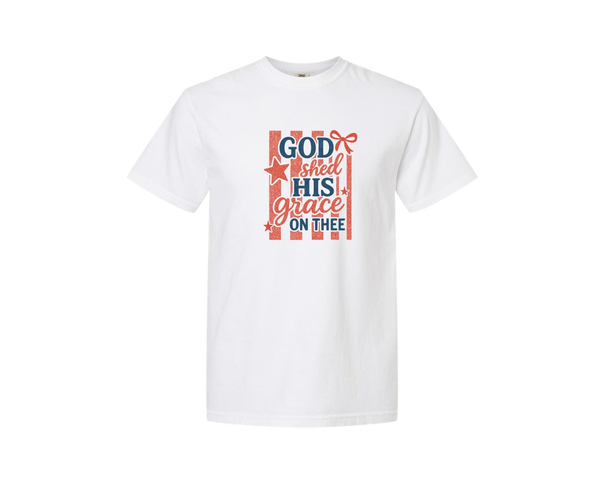 brand:Comfort Colors|color:White|Coquette God Shed His Grace On Thee Graphic T-Shirt